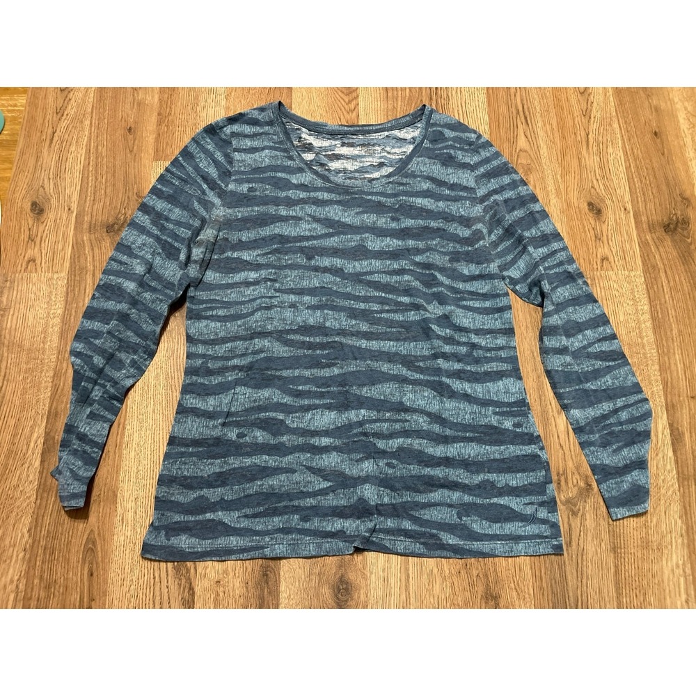Exertek Shirt, Women's Size Large, Green Blue, See Through, Long Sleeve
